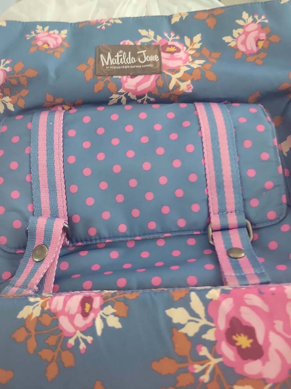 Matilda Jane Carry It Off Messenger Computer Diaper School Bag Floral Polka Dot